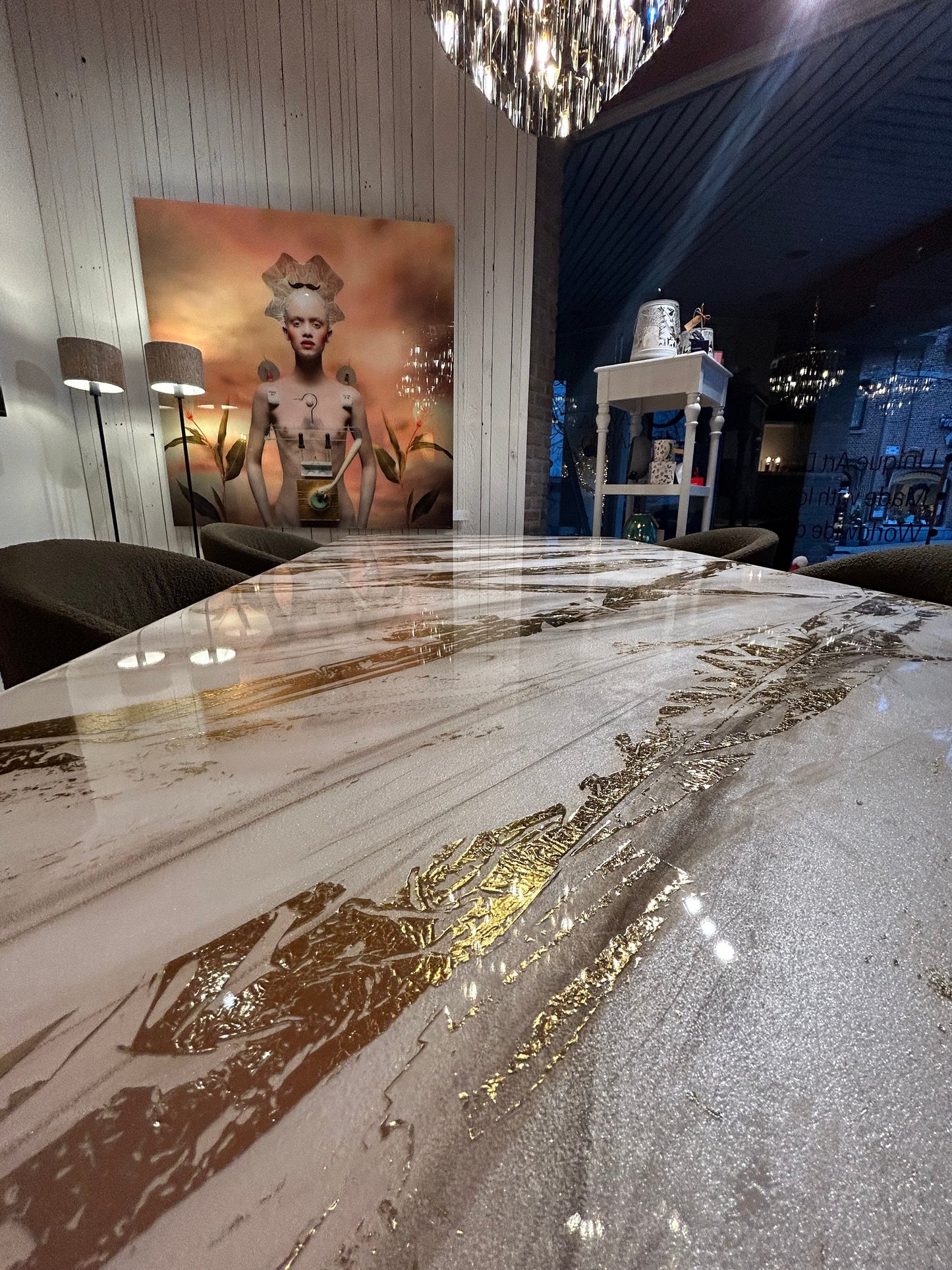 Pearl Color Marble Design | Bright Gold