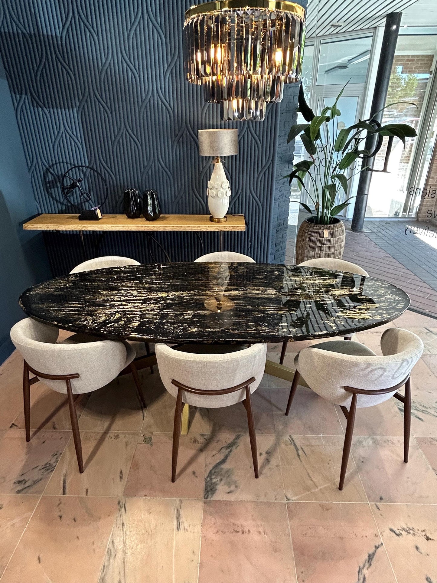 Bespoke Oval Dining Table | Black and Gold