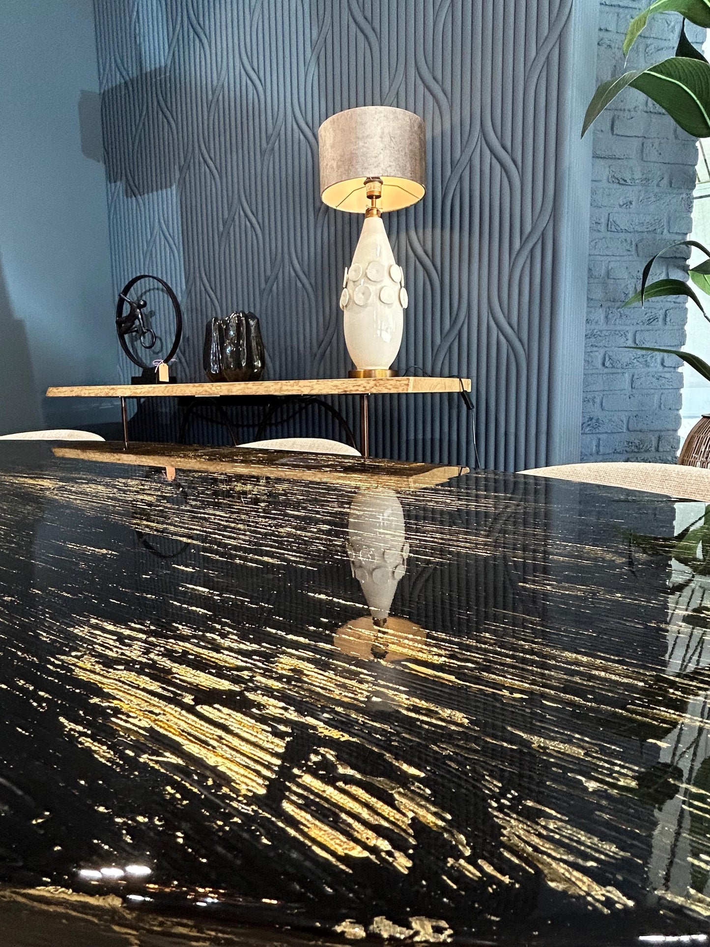 Bespoke Oval Dining Table | Black and Gold
