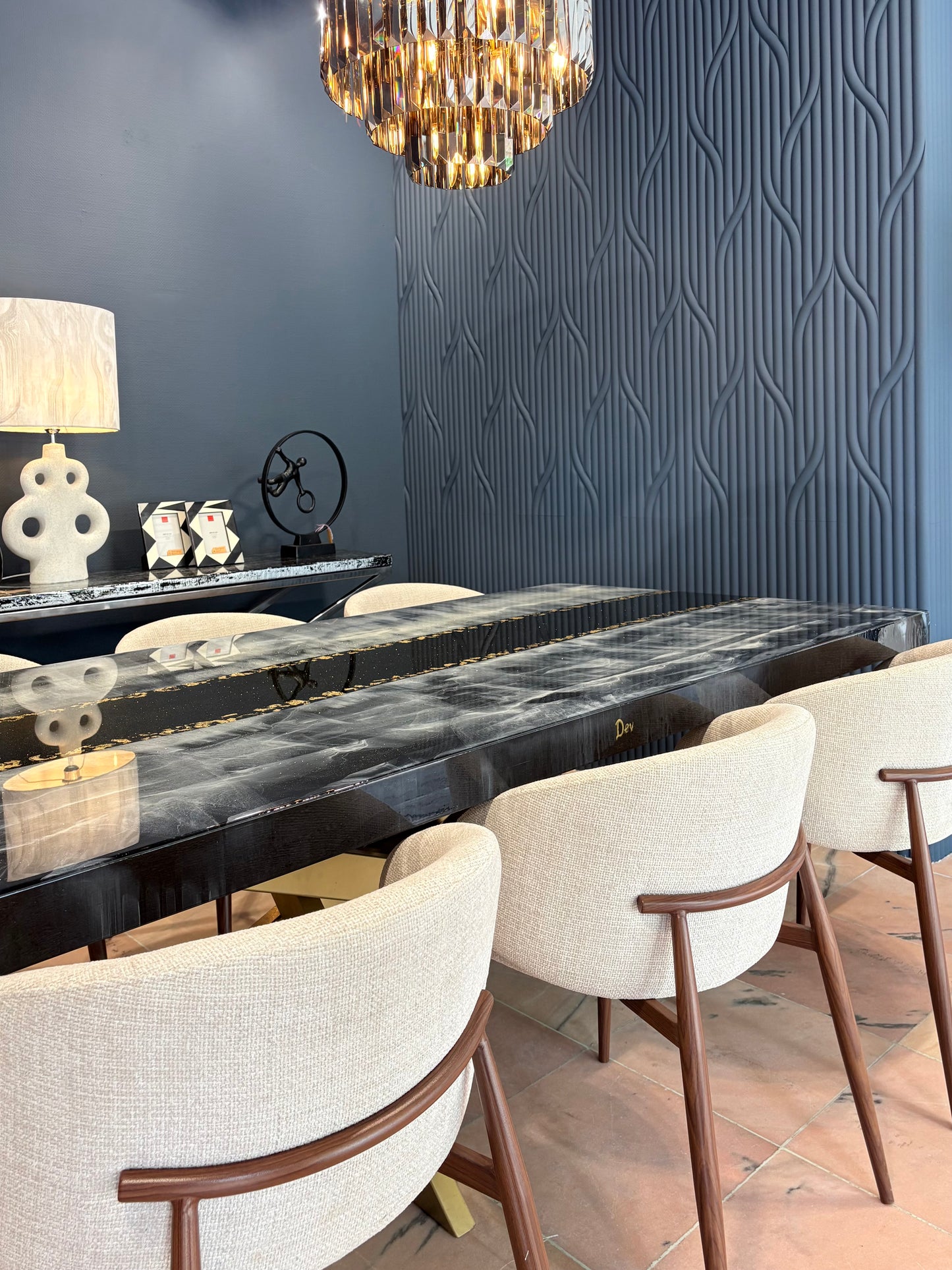 Custom Ocean Beach Epoxy Resin Dining Table | Personalized with Your Names