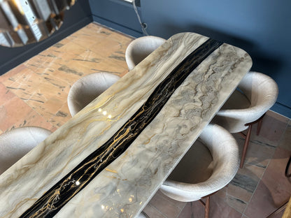 Silver and Gold Pouring Art Table | Black River | Glitter