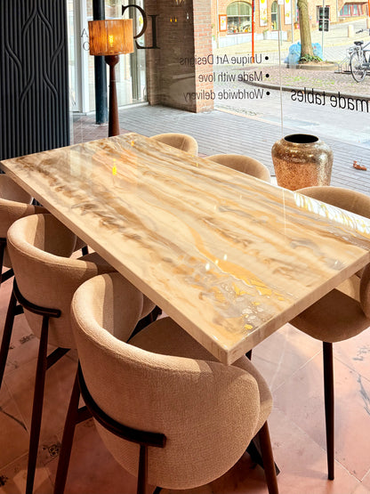 Silver & Gold Poured Resin Dining Table (Handmade Luxury Finish)