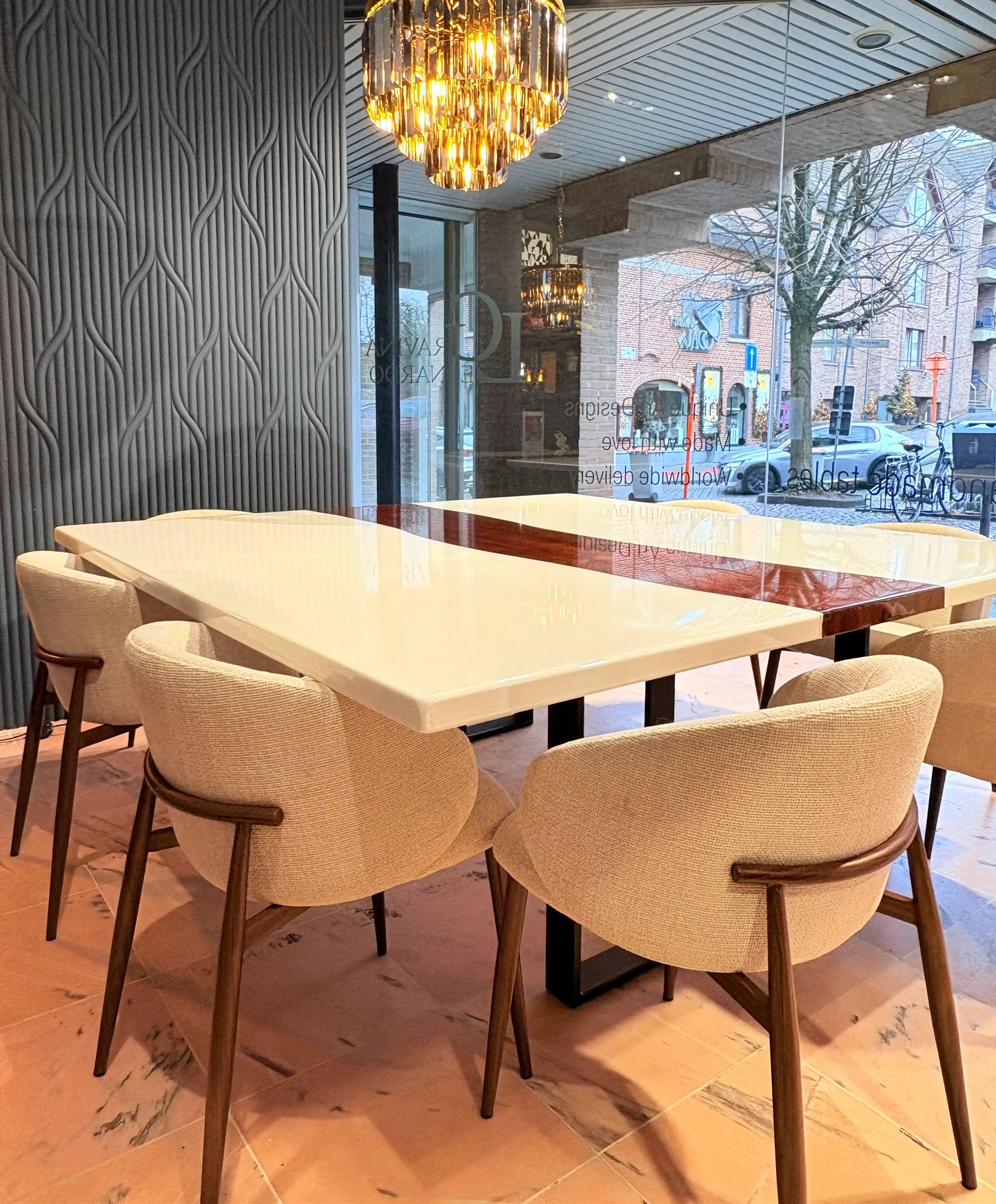 Custom Made Square Dining Table - River Wood Design - Leonardo Gravina 