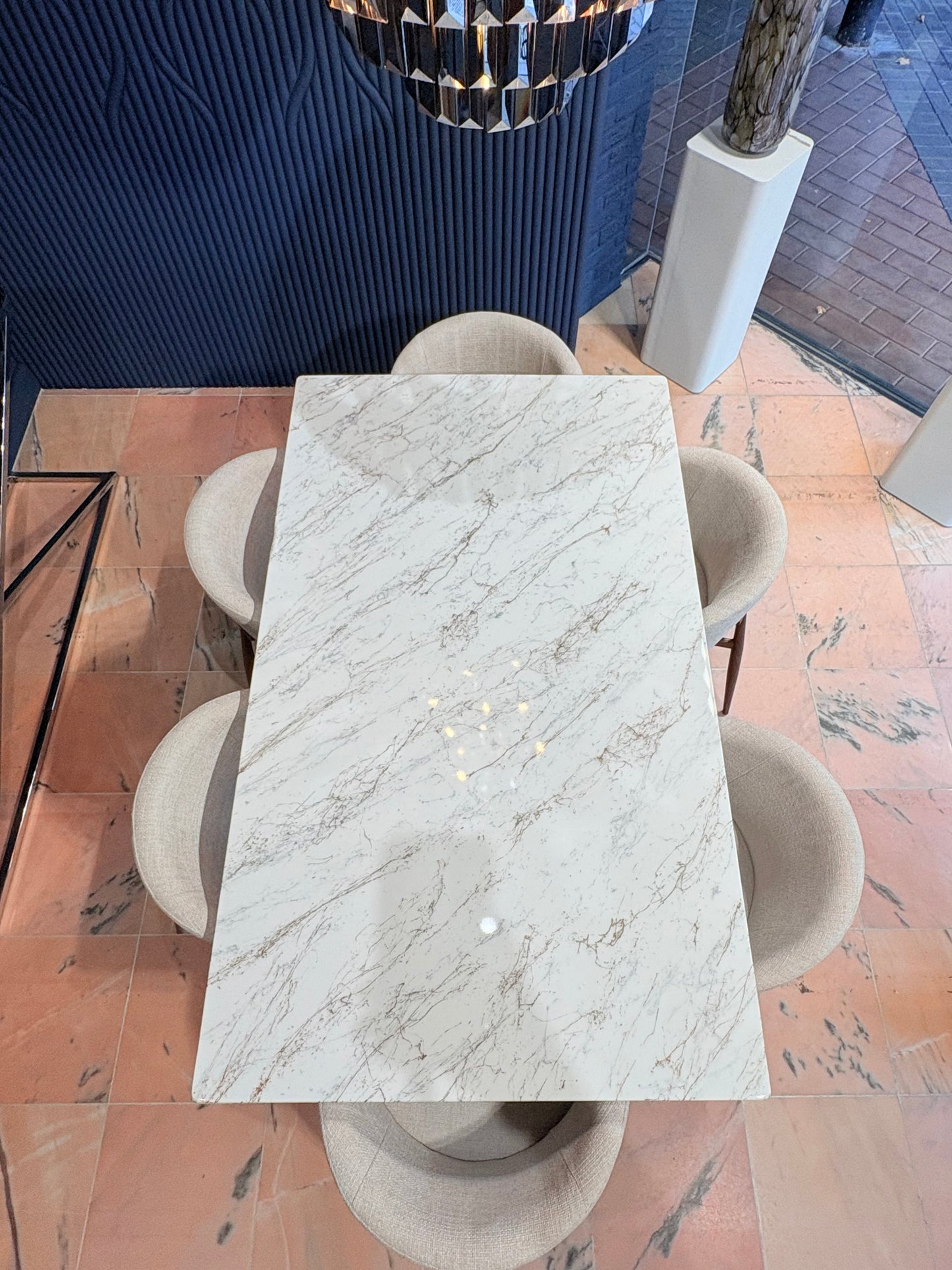 Subtle Gold & Silver Marble Effect Dining Table (Custom)