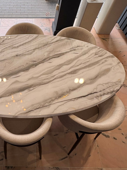 Table à manger ovale en époxy effet marbre — Fabriquée à la main sur commande