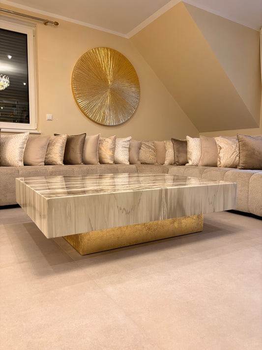 Custom Gold Cloudy Luxury Resin Coffee Table – 140x110xH40cm