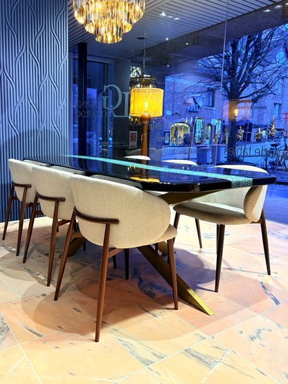 Gemstone Epoxy River Dining Table | Custom Made