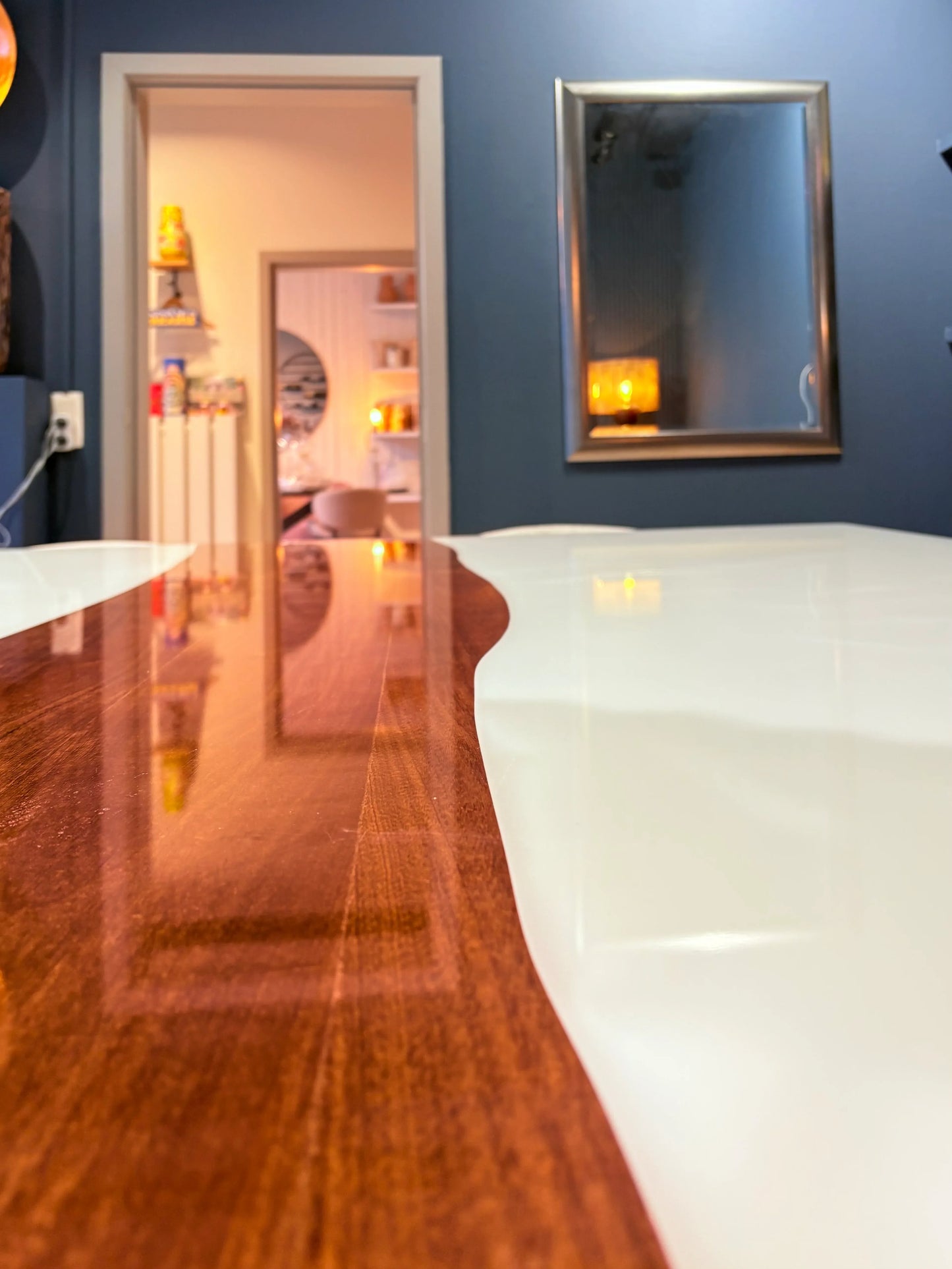 Custom Made Square Dining Table - River Wood Design - Leonardo Gravina 