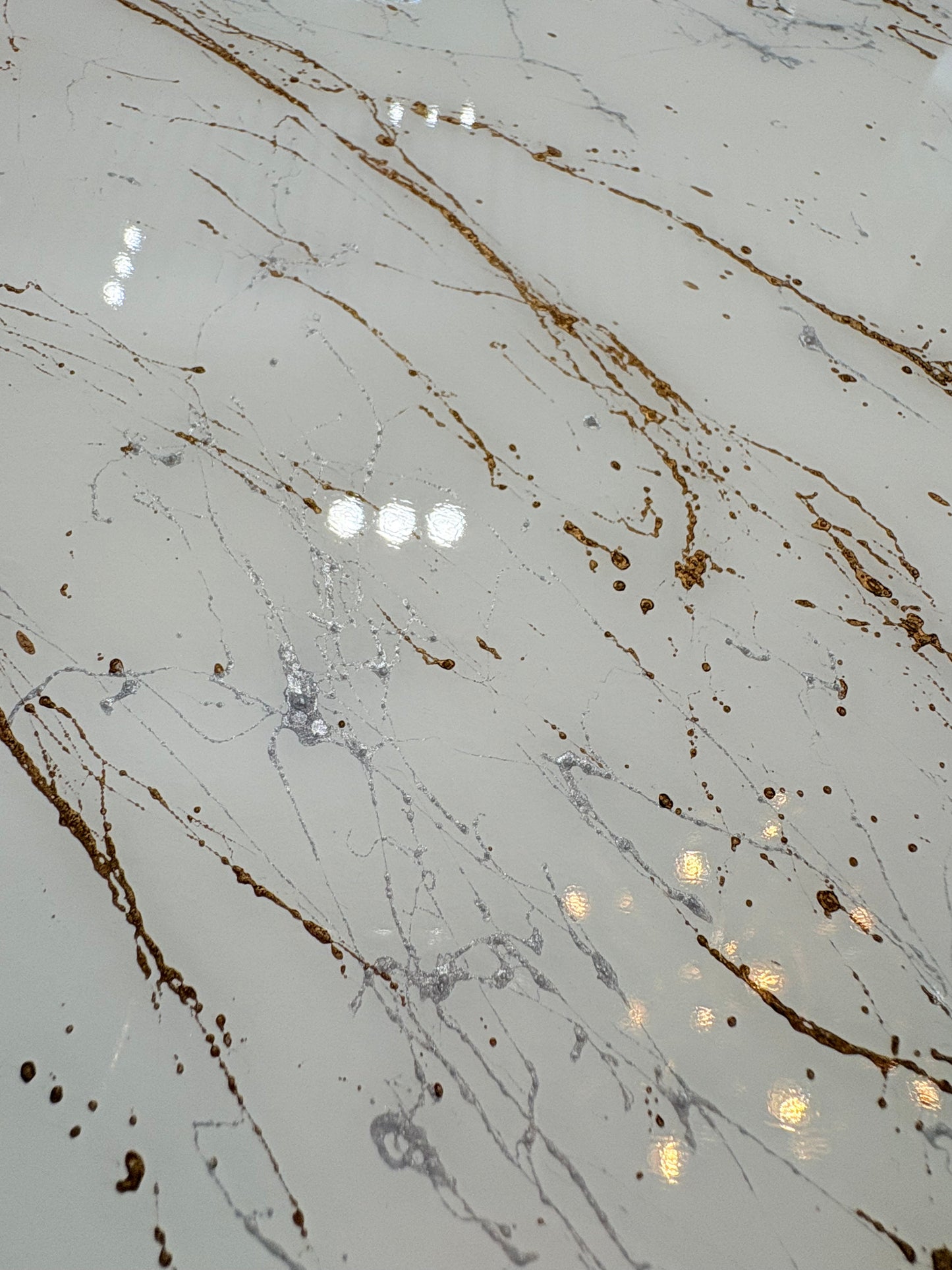 Subtle Gold & Silver Marble Effect Dining Table (Custom)