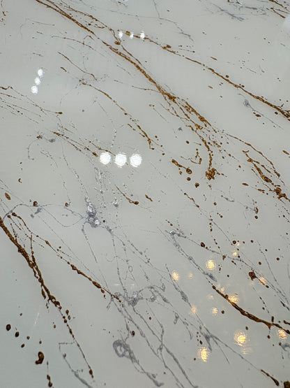 Subtle Gold & Silver Marble Effect Dining Table (Custom)