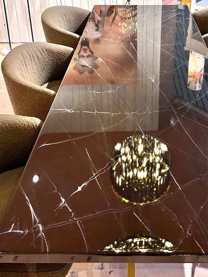 Black Marble Design Resin Dining Table (Custom Made)