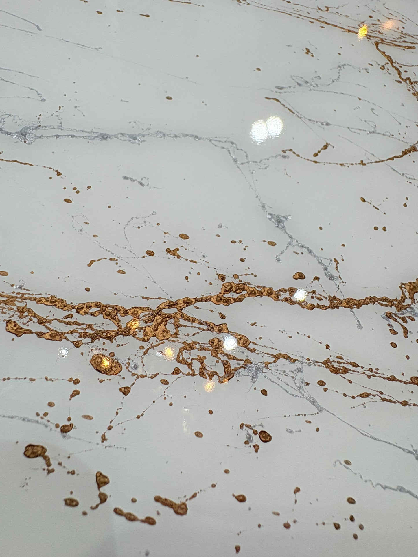 Subtle Gold & Silver Marble Effect Dining Table (Custom)