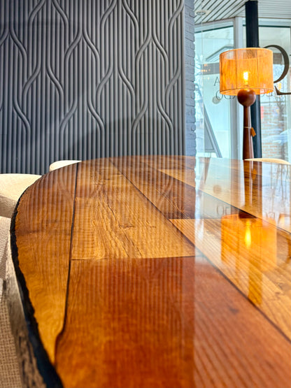 Oval Reclaimed Wood Dining Table | 3D Resin Art  | Barnwood