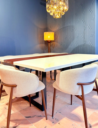 Custom Made Square Dining Table - River Wood Design - Leonardo Gravina 