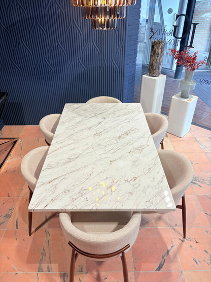 Subtle Gold & Silver Marble Effect Dining Table (Custom)
