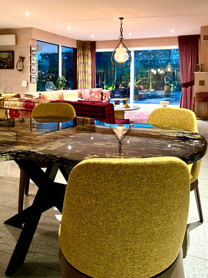 Black Organic Shape Table with 3D Gold Details (Custom)