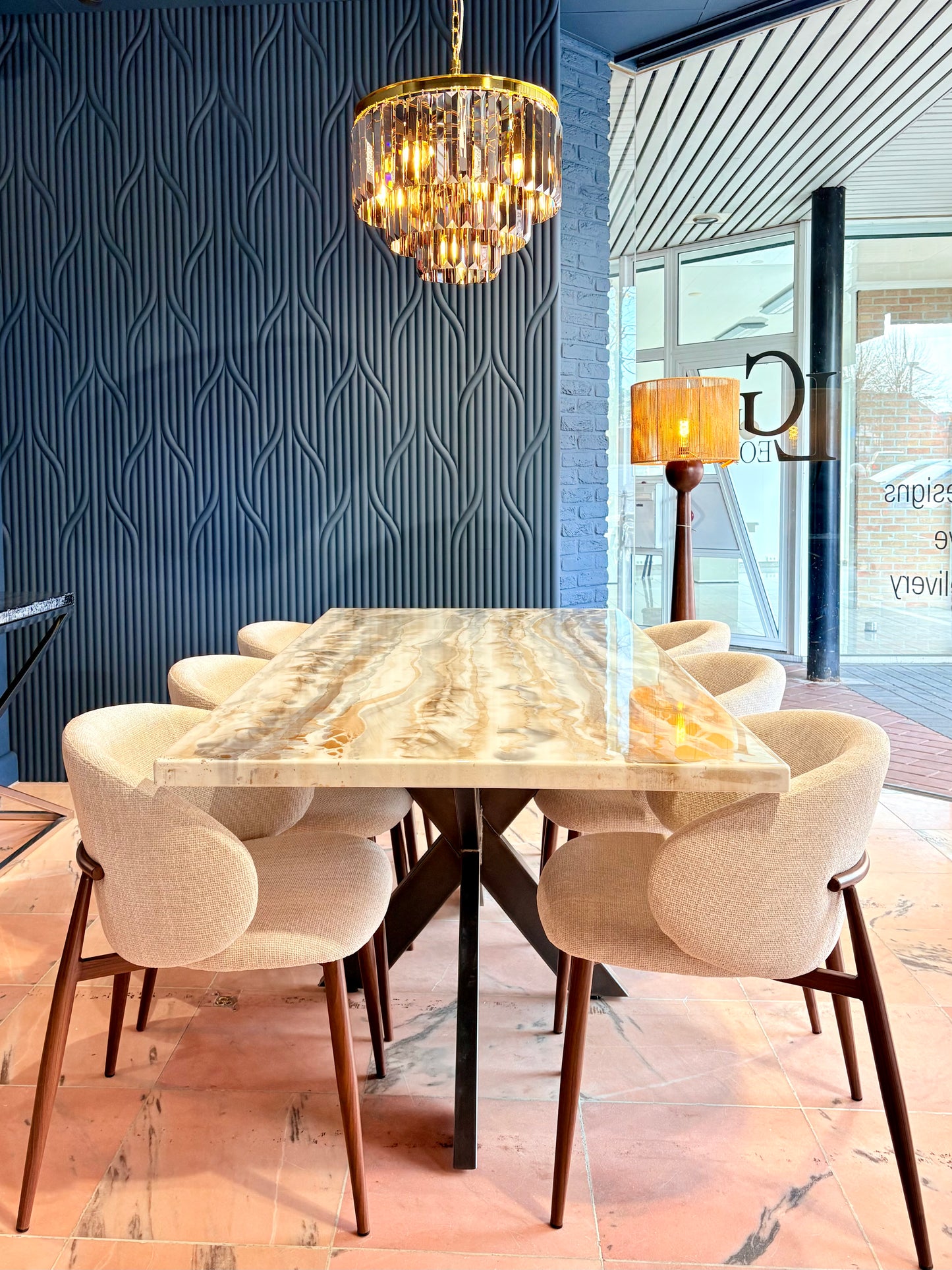 Silver & Gold Poured Resin Dining Table (Handmade Luxury Finish)