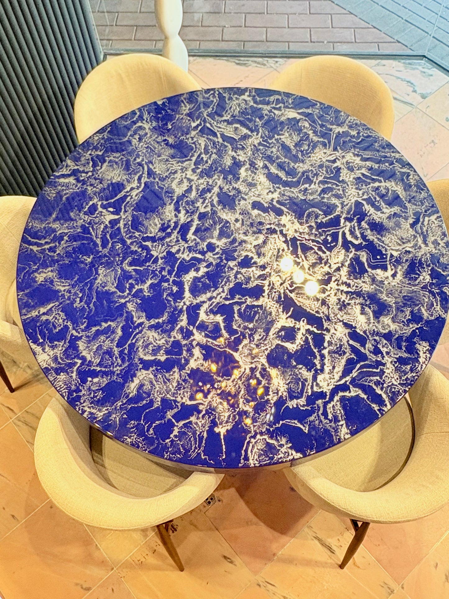 Silver Cloud Marble Effect Dining Table (Custom Handmade)