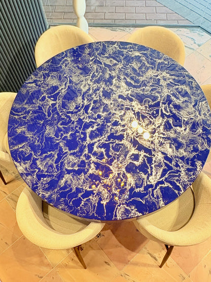Silver Cloud Marble Effect Dining Table (Custom Handmade)
