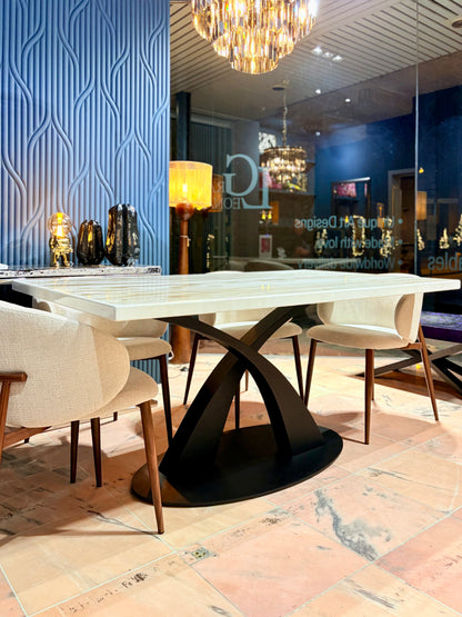 Marble Effect and Designer Table Legs (Premium Metal Base)