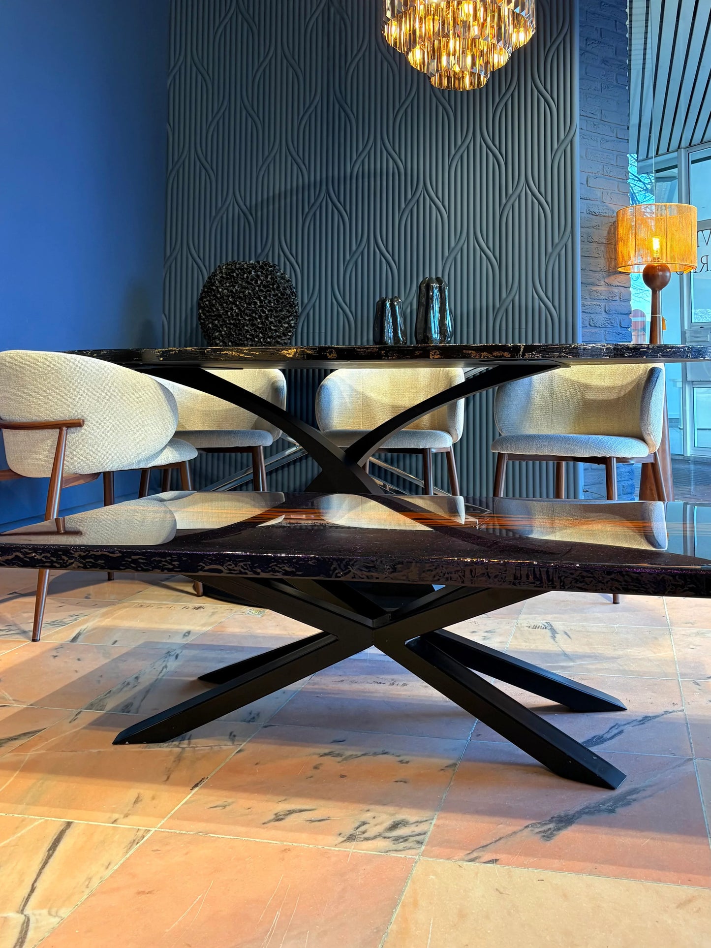 Purple & Red River Coffee Table | Custom Handcrafted Design - Leonardo Gravina 