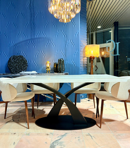 Marble Effect and Designer Table Legs (Premium Metal Base)