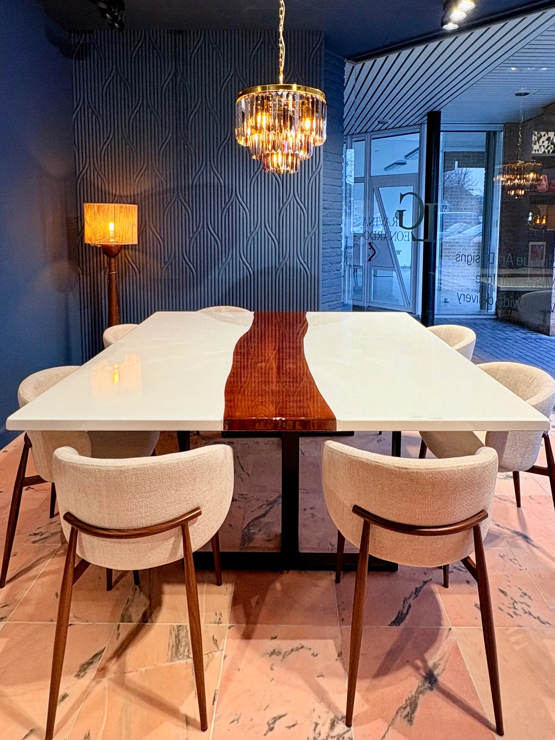 Custom Made Square Dining Table - River Wood Design - Leonardo Gravina 