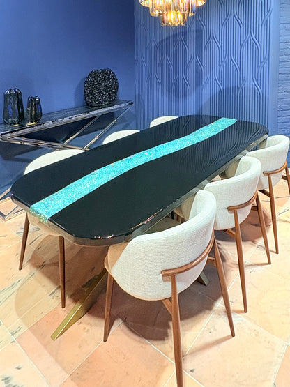 Gemstone Epoxy River Dining Table | Custom Made