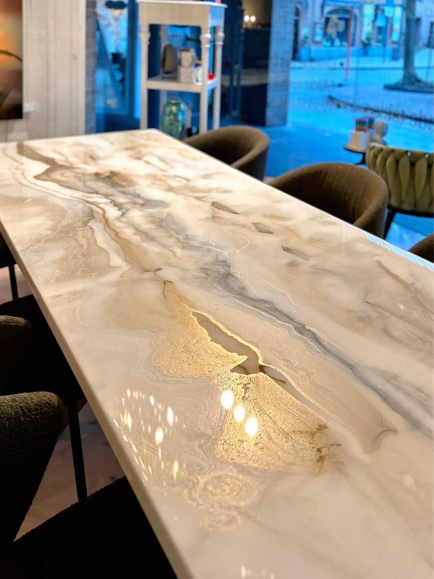 Gold & Silver Marble Effect Dining Table (Handmade)