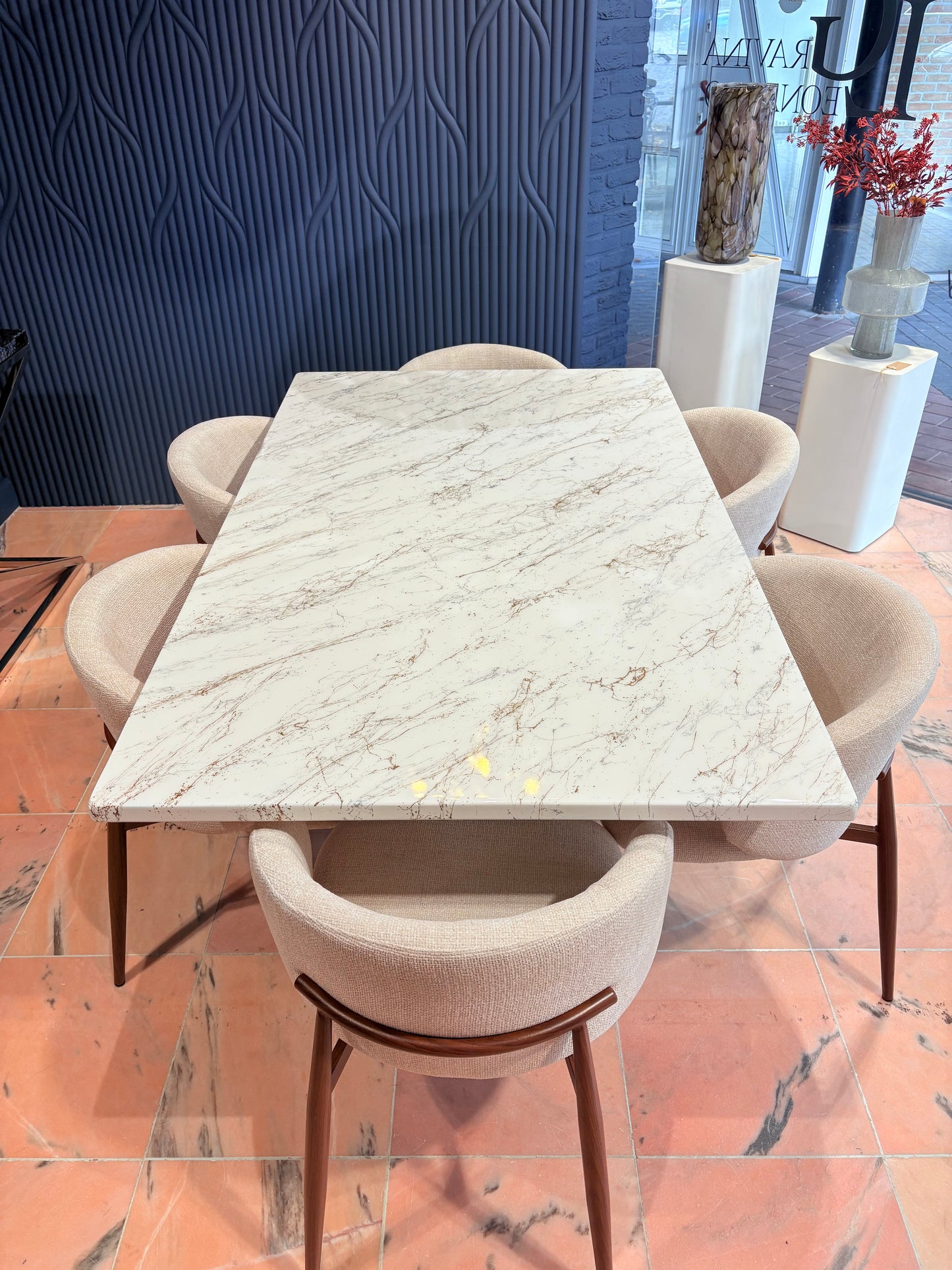 Subtle Gold & Silver Marble Effect Dining Table (Custom)