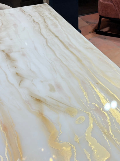 Marble Effect and Designer Table Legs (Premium Metal Base)