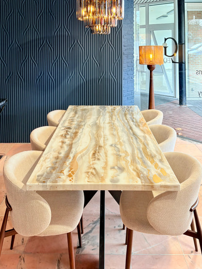 Silver & Gold Poured Resin Dining Table (Handmade Luxury Finish)