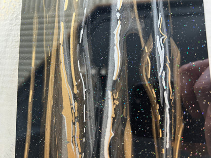 Silver and Gold Pouring Art Table | Black River | Glitter