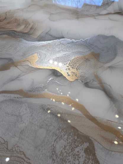 Oval Gold & Silver Marble Effect Dining Table (Custom)