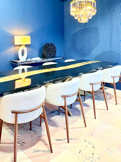 Black Dining Table with Glossy Gold River (Custom Size)