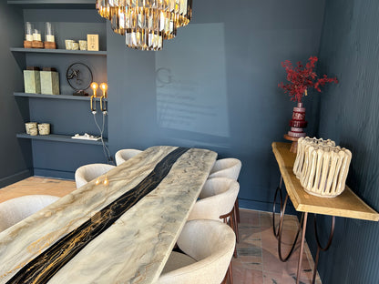 Silver and Gold Pouring Art Table | Black River | Glitter