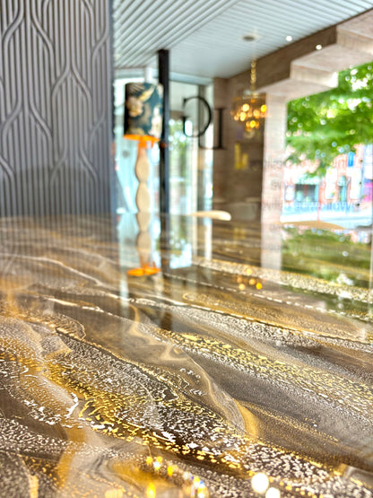 Dark Gold & Silver Resin Dining Table (Handmade)