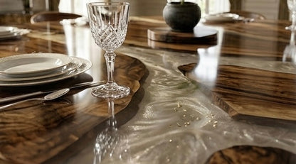 The Ethereal River Bespoke Walnut & Resin Dining Table