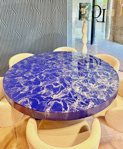 Silver Cloud Marble Effect Dining Table (Custom Handmade)
