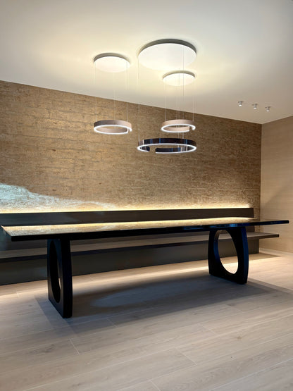 Black Dining Table with Glossy Gold River (Custom Size)