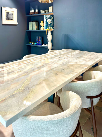 Bronze, Gold & Silver Marble Resin Dining Table (Custom)