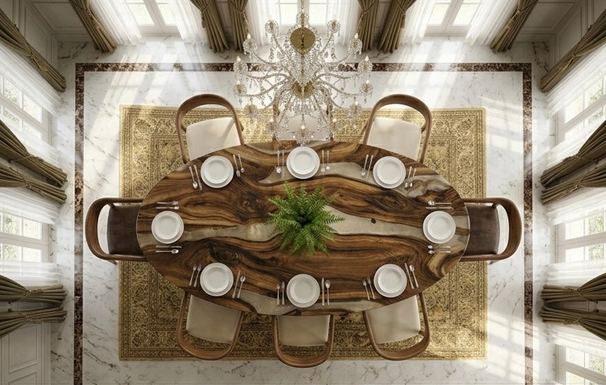 The Ethereal River Bespoke Walnut & Resin Dining Table