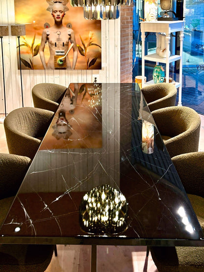 Black Marble Design Resin Dining Table (Custom Made)