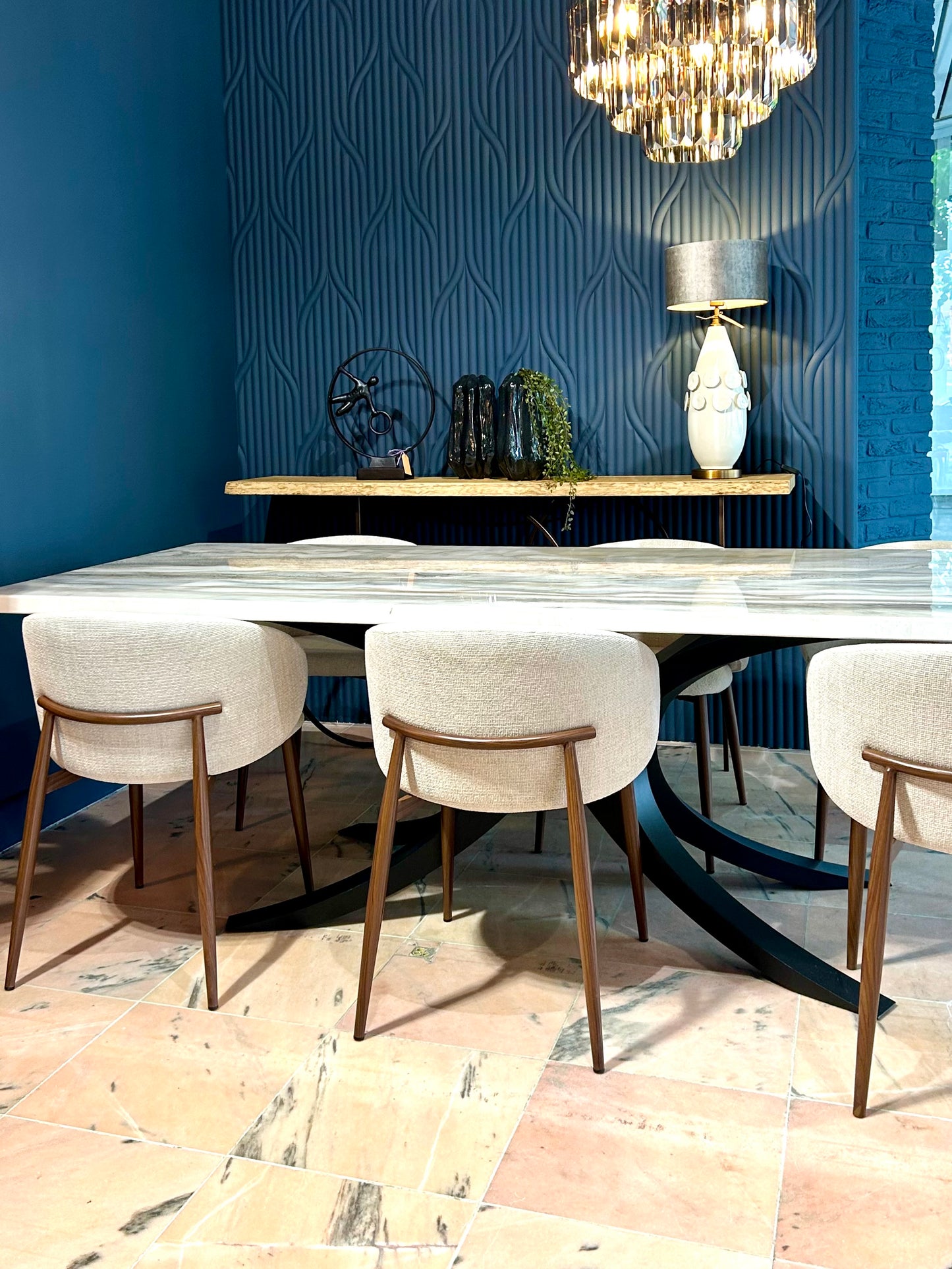 Bronze, Gold & Silver Marble Resin Dining Table (Custom)