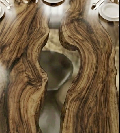 Round Epoxy Dining Table | Live Edge Wood