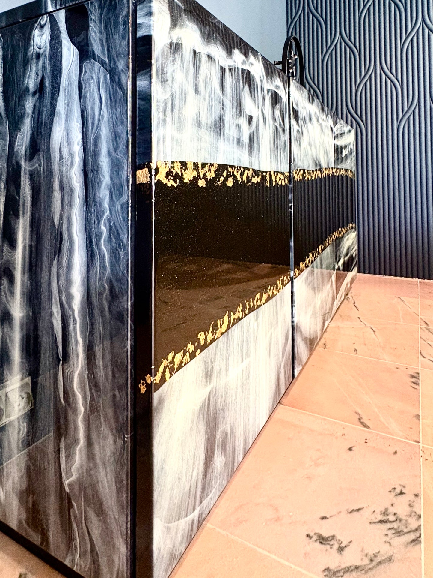 Beach Art Resin Sideboard (Custom Handmade)