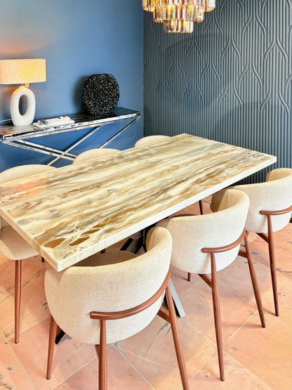 Silver & Gold Poured Resin Dining Table (Handmade Luxury Finish)