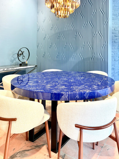 Silver Cloud Marble Effect Dining Table (Custom Handmade)