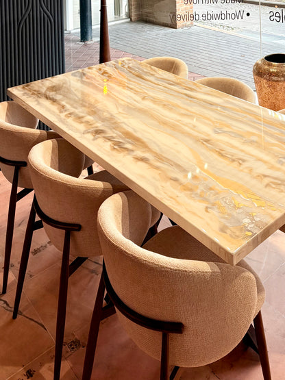 Silver & Gold Poured Resin Dining Table (Handmade Luxury Finish)