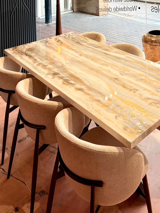 Silver & Gold Poured Resin Dining Table (Handmade Luxury Finish)